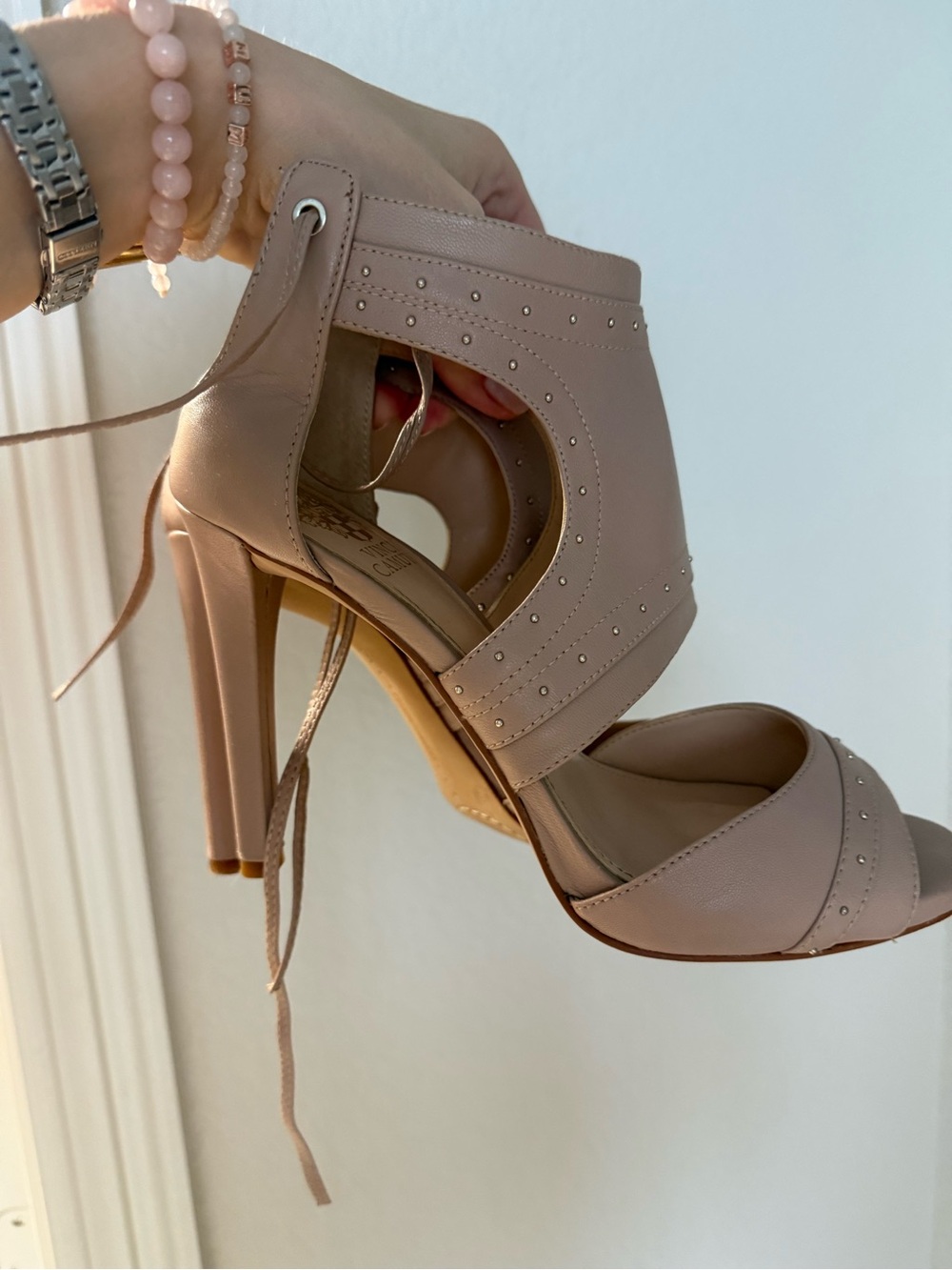 Nude Lace-up High Heel Sandals - Women Vince camuto 7.5-8